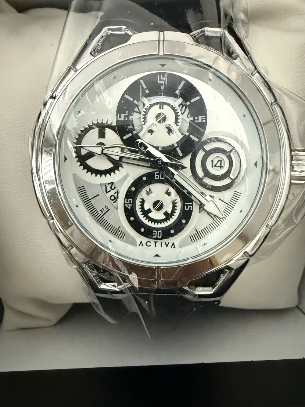 Activa Silver and Black Mechanical-Style Dial Men's Watch
